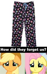 Size: 500x774 | Tagged: safe, derpibooru import, applejack, fluttershy, pinkie pie, rainbow dash, rarity, twilight sparkle, earth pony, pegasus, pony, unicorn, clothes, duckery in the comments, mane six, pants