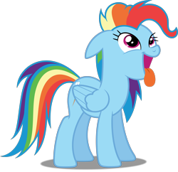 Size: 5000x4847 | Tagged: safe, artist:dashiesparkle, artist:yanoda, derpibooru import, rainbow dash, pegasus, pony, newbie dash, .svg available, absurd resolution, behaving like a dog, behaving like pinkie pie, dynamic dash, open mouth, panting, simple background, solo, tongue out, transparent background, vector