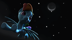 Size: 1920x1080 | Tagged: safe, artist:thom330, derpibooru import, rainbow dash, pegasus, pony, 3d, flying, night, solo