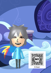 Size: 3113x4446 | Tagged: safe, artist:1992zepeda, artist:daringdashie, rainbow dash, human, 3ds, absurd resolution, barely pony related, humanized, meme, mii, qr code, solo, wii u