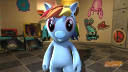 Size: 1024x576 | Tagged: safe, rainbow dash, pegasus, pony, 3d, blue coat, female, mare, modnation racers, multicolored mane, solo