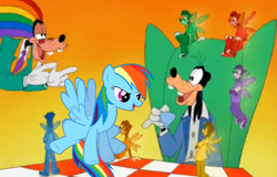 Size: 1566x1000 | Tagged: safe, edit, rainbow dash, pegasus, pony, an extremely goofy movie, goofy (disney), max goof, meme, stoned