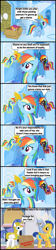 Size: 1047x4691 | Tagged: safe, artist:bronybyexception, flash sentry, rainbow dash, scootaloo, pegasus, pony, clothes, comic, costume, out of character, package, pointy ponies, rainbow douche, royal guard, scootabuse, shadowbolts, shadowbolts costume, shoulder angel, shoulder devil, uniform, wonderbolt trainee uniform, wonderbolts