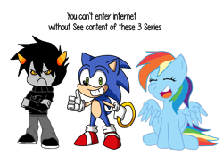 Size: 891x620 | Tagged: safe, artist:elias1986, rainbow dash, crossover, engrish, homestuck, karkat vantas, sonic the hedgehog, sonic the hedgehog (series)