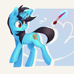 Size: 2205x2205 | Tagged: safe, artist:lightning-stars, oc, oc only, oc:andrea, pony, unicorn, brush, paintbrush, solo