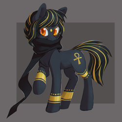 Size: 2736x2736 | Tagged: safe, artist:lightning-stars, pony, anubis, clothes, egyptian, ponified, scarf, simple background, solo