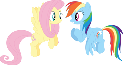 Size: 3588x1908 | Tagged: safe, artist:porygon2z, derpibooru import, fluttershy, rainbow dash, pegasus, pony, simple background, transparent background, vector