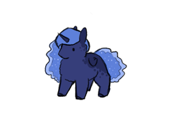 Size: 525x383 | Tagged: safe, alternate version, artist:jroxs12pone-pegamom, princess luna, alicorn, pony, chibi, coat markings, colored hooves, cute, dappled, dot eyes, female, fluffy, lunabetes, mare, simple background, smol, solo, white background