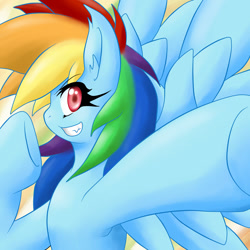 Size: 1000x1000 | Tagged: safe, artist:ragurimo, rainbow dash, pegasus, pony, colored, pixiv, solo