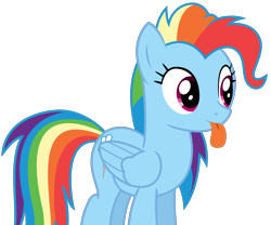 Size: 3438x2866 | Tagged: safe, artist:sketchmcreations, derpibooru import, rainbow dash, pegasus, pony, newbie dash, alternate hairstyle, behaving like pinkie pie, dynamic dash, inkscape, simple background, solo, tongue out, transparent background, vector