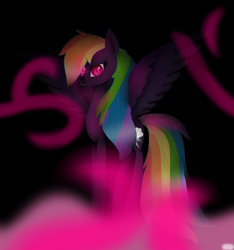 Size: 1500x1600 | Tagged: safe, artist:norica-official, derpibooru import, rainbow dash, pegasus, pony, corrupted, nightmare rainbow dash, nightmarified, possessed, solo