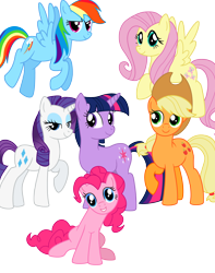 Size: 2548x3240 | Tagged: safe, artist:deannaphantom13, derpibooru import, applejack, fluttershy, pinkie pie, rainbow dash, rarity, twilight sparkle, unicorn twilight, earth pony, pegasus, pony, unicorn, mane six, simple background, transparent background