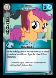 Size: 358x500 | Tagged: safe, derpibooru import, rainbow dash, scootaloo, pegasus, pony, ccg, cutie mark, enterplay, lyrics, marks in time, merchandise, quote, text, the cmc's cutie marks