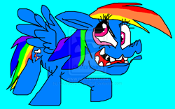Size: 900x561 | Tagged: safe, artist:colossalstinker, rainbow dash, pegasus, pony, female, mare, simple background, solo
