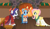 Size: 837x490 | Tagged: safe, derpibooru import, screencap, flutterholly, fluttershy, merry, rainbow dash, rarity, pegasus, pony, unicorn, a hearth's warming tail, discovery family logo, snowdash