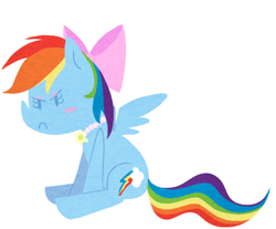 Size: 442x366 | Tagged: safe, artist:elslowmo, rainbow dash, pegasus, pony, bow, makeup, necklace, rainbow dash always dresses in style, solo, unamused