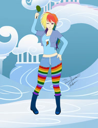 Size: 2300x3000 | Tagged: safe, artist:dannysoarin, rainbow dash, human, humanized, light skin, solo