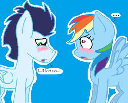 Size: 471x381 | Tagged: safe, artist:soarinrainbowdash3, derpibooru import, rainbow dash, soarin', pegasus, pony, blushing, female, male, shipping, soarindash, straight