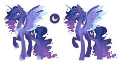 Size: 3549x1856 | Tagged: safe, artist:darlyjay, princess luna, alicorn, pony, constellation freckles, ethereal mane, female, freckles, hoof shoes, jewelry, mare, peytral, regalia, simple background, solo, starry mane, transparent background