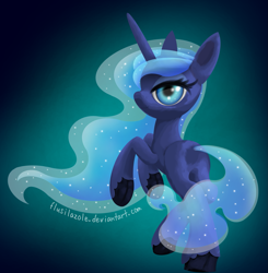 Size: 1567x1600 | Tagged: safe, artist:flusilazole, princess luna, pony, unicorn, blank flank, princess, solo, species swap