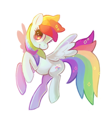 Size: 550x640 | Tagged: safe, artist:shacklefunk, derpibooru import, rainbow dash, pegasus, pony, backwards cutie mark, female, flying, mare, simple background, solo, white background