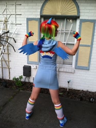 Size: 1536x2056 | Tagged: safe, artist:renniestarks, rainbow dash, human, cosplay, irl, irl human, photo, solo