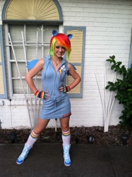 Size: 1536x2056 | Tagged: safe, artist:renniestarks, rainbow dash, human, cosplay, irl, irl human, photo, solo