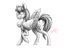 Size: 3508x2480 | Tagged: safe, artist:netoey, derpibooru import, rainbow dash, pegasus, pony, monochrome, solo