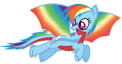 Size: 900x473 | Tagged: safe, artist:missitofu, artist:xpesifeindx, rainbow dash, dracony, hybrid, pegasus, pony, rainbow, solo