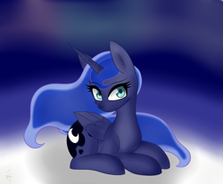 Size: 1417x1171 | Tagged: safe, artist:zansolabsol, princess luna, alicorn, pony, cute, female, lunabetes, mare, prone, solo