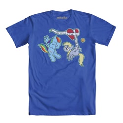 Size: 1000x1000 | Tagged: safe, artist:samuel ho "sho", derpy hooves, rainbow dash, pegasus, pony, clothes, facehoof, female, mare, official, shirt, t-shirt, welovefine