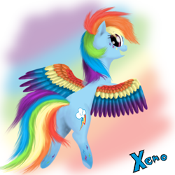 Size: 800x800 | Tagged: safe, artist:the1xeno1, rainbow dash, pegasus, pony, colored wings, multicolored wings, rainbow power, rainbow wings, solo