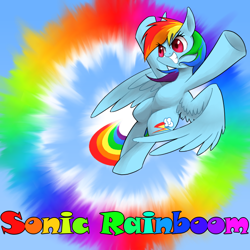 Size: 700x700 | Tagged: safe, artist:30clock, rainbow dash, pegasus, pony, sonic rainboom (episode), pixiv, solo, sonic rainboom