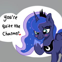Size: 1024x1024 | Tagged: safe, artist:sprinkle-tits, princess luna, alicorn, pony, abstract background, blushing, cute, dialogue, female, lunabetes, solo