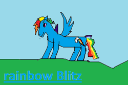 Size: 866x576 | Tagged: safe, artist:cynder45667, derpibooru import, rainbow blitz, rainbow dash, pegasus, pony, 1000 hours in ms paint, ms paint, rule 63, solo, stylistic suck