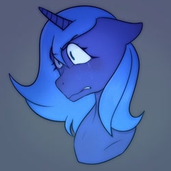 Size: 790x790 | Tagged: safe, artist:cosmicendy, princess luna, alicorn, pony, bust, crying, female, gray background, mare, s1 luna, simple background, solo