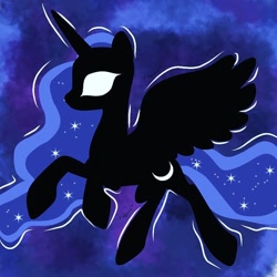 Size: 768x768 | Tagged: safe, artist:space_hole, princess luna, alicorn, pony, abstract background, ethereal mane, female, mare, solo, starry mane