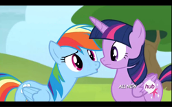 Size: 1680x1050 | Tagged: safe, screencap, rainbow dash, twilight sparkle, twilight sparkle (alicorn), alicorn, pegasus, pony, rainbow falls, female, mare, out of context