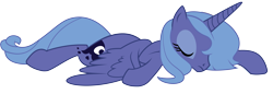 Size: 8457x2915 | Tagged: safe, artist:wissle, edit, editor:slayerbvc, princess luna, alicorn, pony, friendship is magic, accessory-less edit, barehoof, female, mare, missing accessory, prone, s1 luna, simple background, solo, transparent background, vector, vector edit