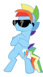 Size: 669x1192 | Tagged: safe, artist:starryoak, derpibooru import, rainbow blitz, rainbow dash, pegasus, pony, may the best pet win, radical, rule 63, simple background, solo, sunglasses, transparent background