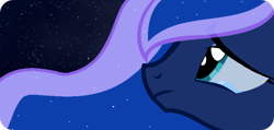Size: 1006x477 | Tagged: safe, artist:original-lunar, princess luna, alicorn, pony, hijo de la luna, sad, teary eyes