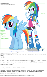 Size: 1272x2065 | Tagged: safe, artist:deathnyan, artist:eagle1division, artist:geometrymathalgebra, derpibooru import, rainbow dash, equestria girls, analysis, comparison, debate in the comments, math, science, text, weight