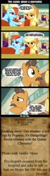 Size: 1000x3498 | Tagged: safe, artist:sasha-flyer, derpibooru import, screencap, applejack, rainbow dash, earth pony, pegasus, pony, the saddle row review, buried lede, comic, journalist, satire, screencap comic