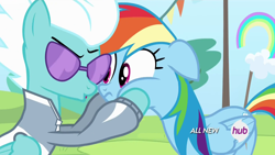 Size: 1920x1080 | Tagged: safe, screencap, fleetfoot, rainbow dash, pegasus, pony, rainbow falls, squishy cheeks