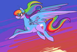 Size: 772x520 | Tagged: safe, artist:denkis, derpibooru import, rainbow dash, pegasus, pony, goggles, solo