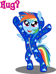 Size: 3000x3974 | Tagged: safe, artist:spellboundcanvas, derpibooru import, rainbow dash, pegasus, pony, bronybait, clothes, cute, dashabetes, filly rainbow dash, footed sleeper, open mouth, pajamas, question mark, remake, solo, text