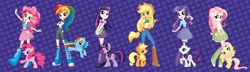 Size: 3000x862 | Tagged: safe, derpibooru import, edit, applejack, fluttershy, pinkie pie, rainbow dash, rarity, twilight sparkle, equestria girls, equestria girls plus, mane six, meme