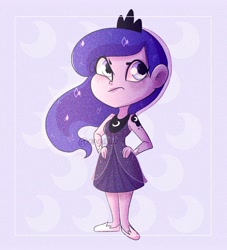 Size: 1600x1760 | Tagged: safe, artist:angie5174, princess luna, equestria girls, clothes, cutie mark, dress, jewelry, shoes, solo, tiara