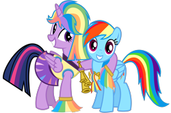 Size: 4555x3000 | Tagged: safe, artist:missy12113, rainbow dash, twilight sparkle, twilight sparkle (alicorn), alicorn, pegasus, pony, rainbow falls, cheerleader, cheerleader sparkle, female, mare, skirt