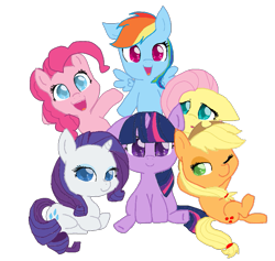 Size: 739x701 | Tagged: safe, artist:diamond--rose, derpibooru import, applejack, fluttershy, pinkie pie, rainbow dash, rarity, twilight sparkle, earth pony, pegasus, pony, unicorn, chibi, mane six, simple background, transparent background